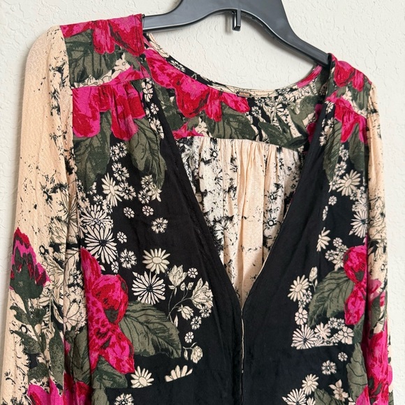 Free People Mikayla Floral Tunic Top Sz S Boho Chic Bloomcore Festival Feminine - Picture 6 of 11